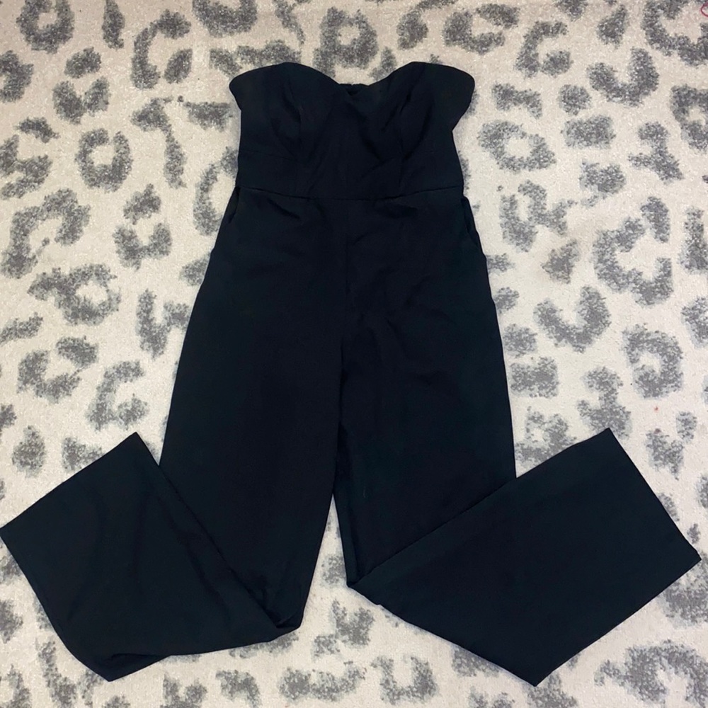Black strapless jumpsuit